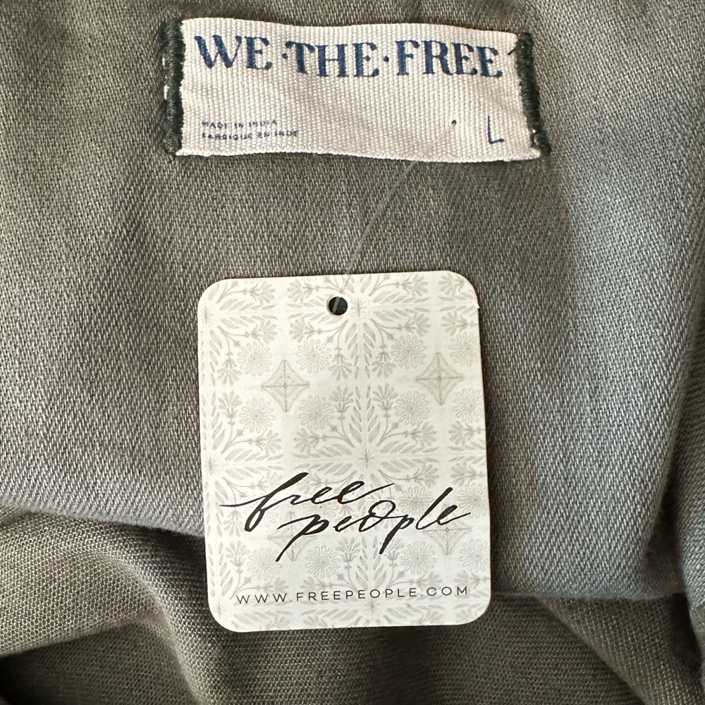 Free People We The Free Velvet Rose Embroidered Utility Jacket Shacket NWT L - Picture 9 of 12